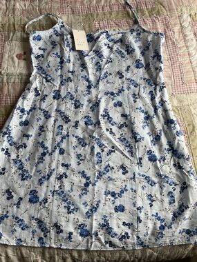 a new day White Camisole with Blue Floral Print